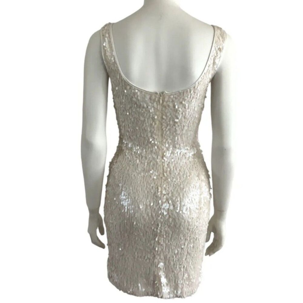 White House Black Market Ivory Sequin Body-con Dress 00 - Picture 3 of 11